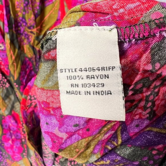 Caffe Marrakesh Peasant Tunic Top Smocked Boho Womens XL Floral Colorful Vibrant - Picture 6 of 10